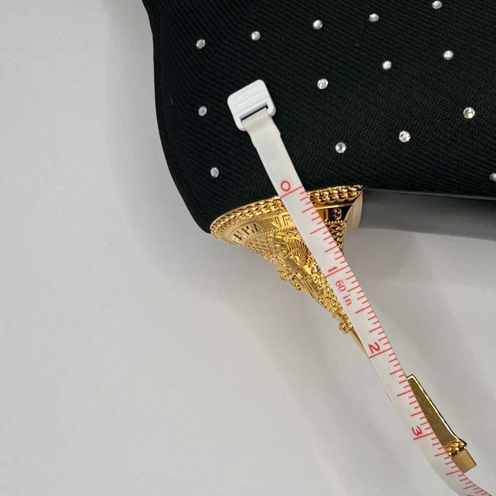 Balmain Black and Gold Moneta Rhinestone Knit Ankle Boots - Picture 10 of 11